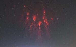 weird red blobs in the night sky